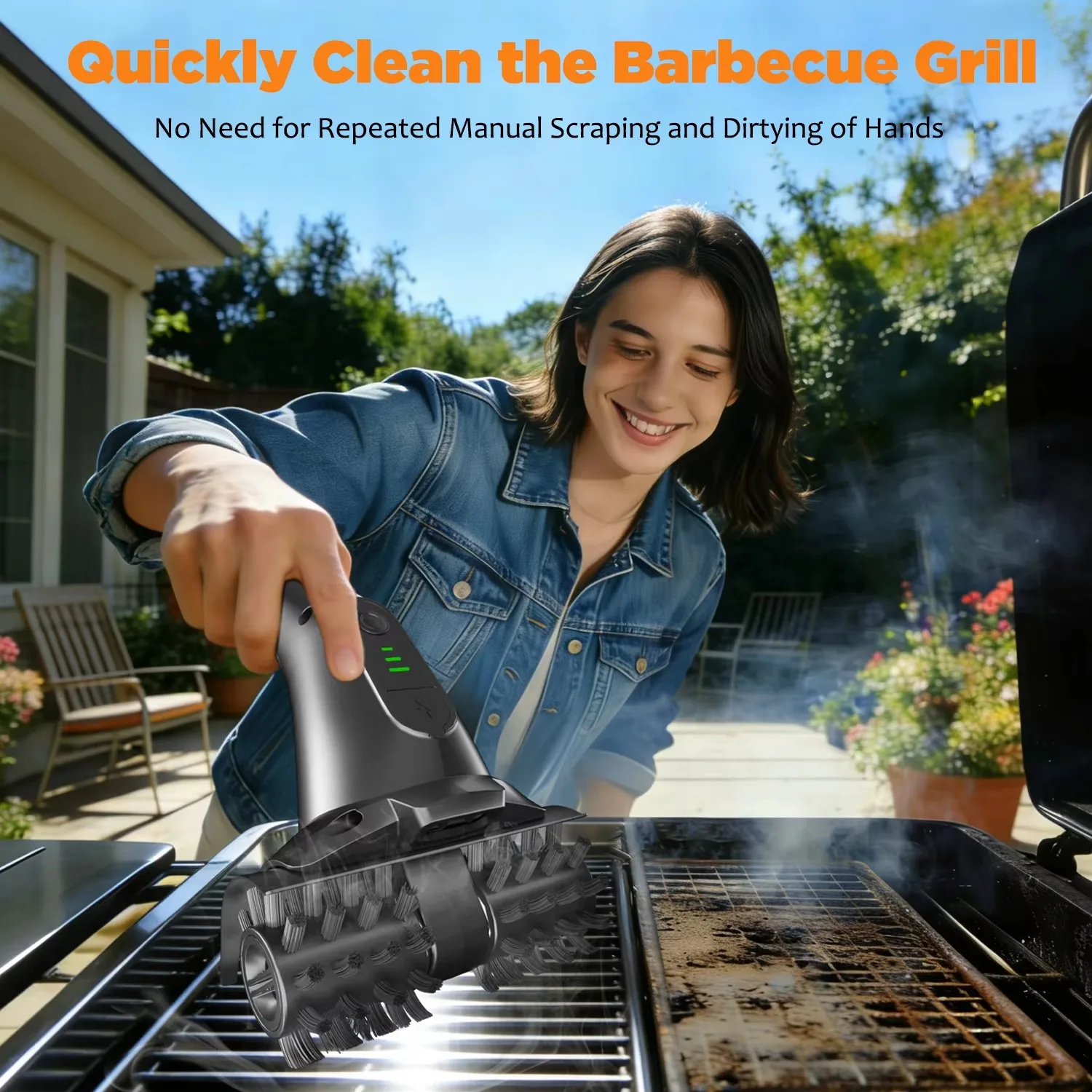 

Electric Grill Brush, High Torque Grill Brush, for Porcelain Cast Iron Stainless Steel, Type-C Rechargeable