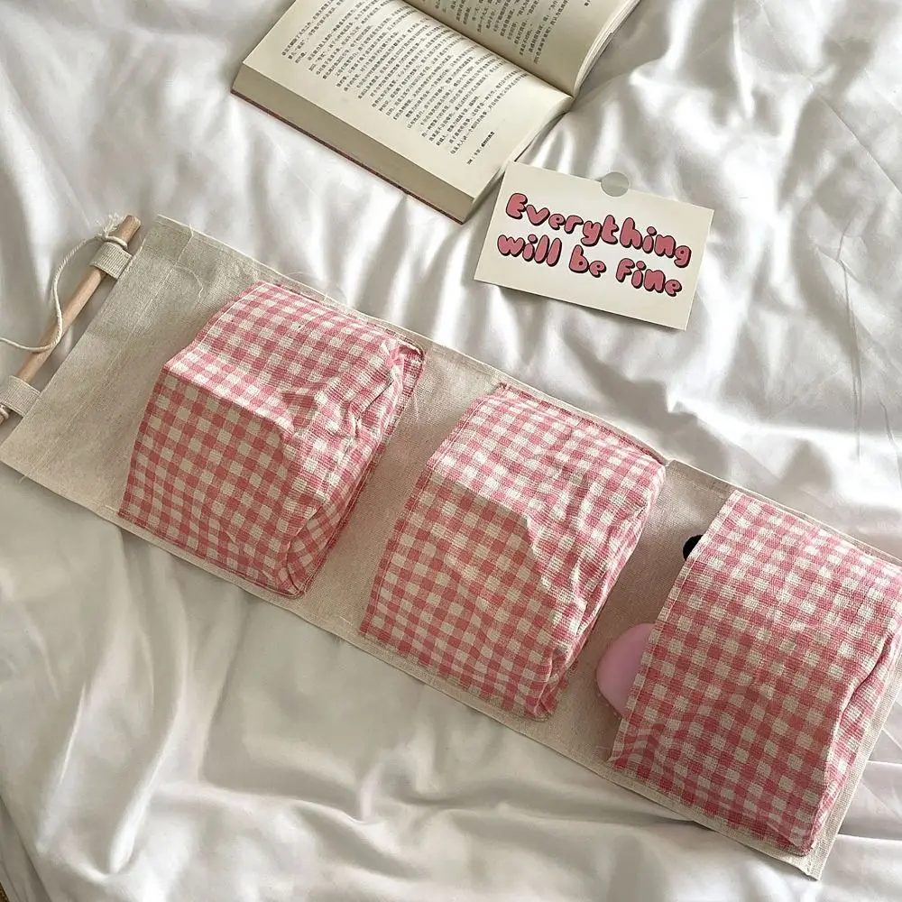 Convenient Plaid Pattern Hanging Bag Large Capacity Multifunctional Storage Condition Ventilate Waterproof Bags For Dormitory