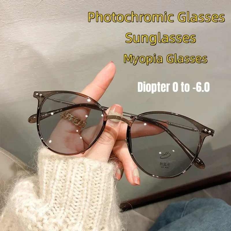 

Luxury Design Photochromic Myopia Glasses Men Women Blue Light Blocking UV400 Sunglasses Eyeglasses Decoration eyewear Diopter