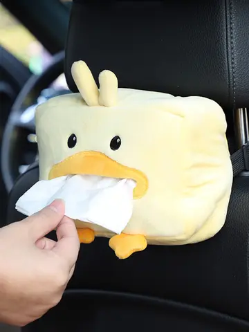 Cartoon Tissue Box Holder Cute Short Plush Tissue Boxes Bracket Auto Armrest Box Car Seat Back Car Decorations Car Tissue Holder