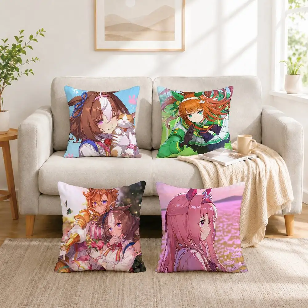 A-Anime Pretty Derby Spica Square Double-Sided printed Pillow Case Bedroom Bedside Pillow Sofa Cushion Cover Gift