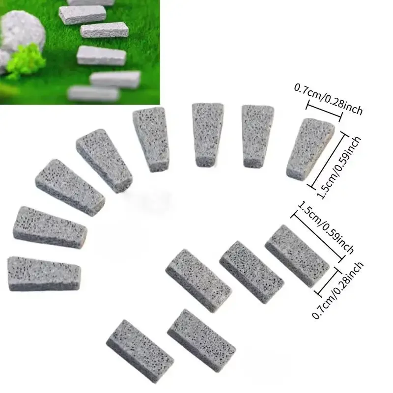 20pcs Simulation Bricks Model  Miniature Gray Stone Bricks for DIY Modeling Sand Table Dioramas Architecture Building Kits