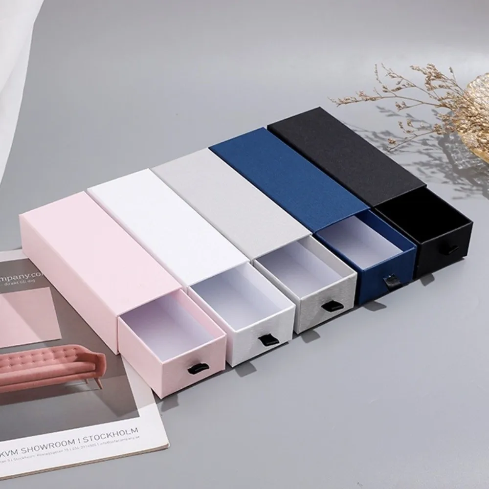 Square Small Gift Boxes Kraft Paper Drawer Style Gift Wrapping Boxes Large Capacity Packaging Box