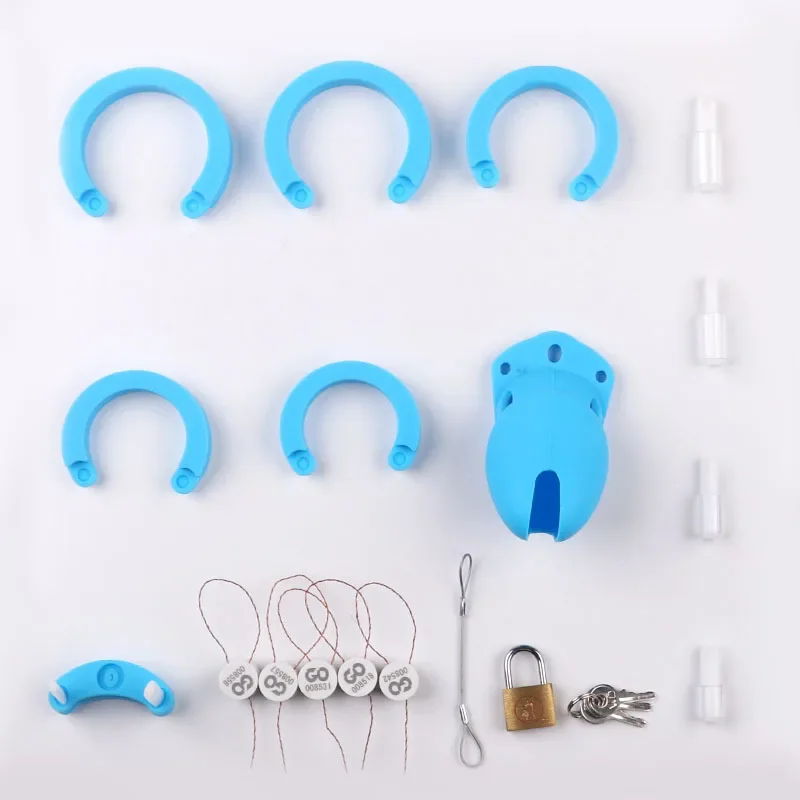 7 Colors Silicone Male Chastity Device Cock Cage Sex Toys with 5 Penis Ring Prevent Breaking Free Standard Short Cages Sex Shop