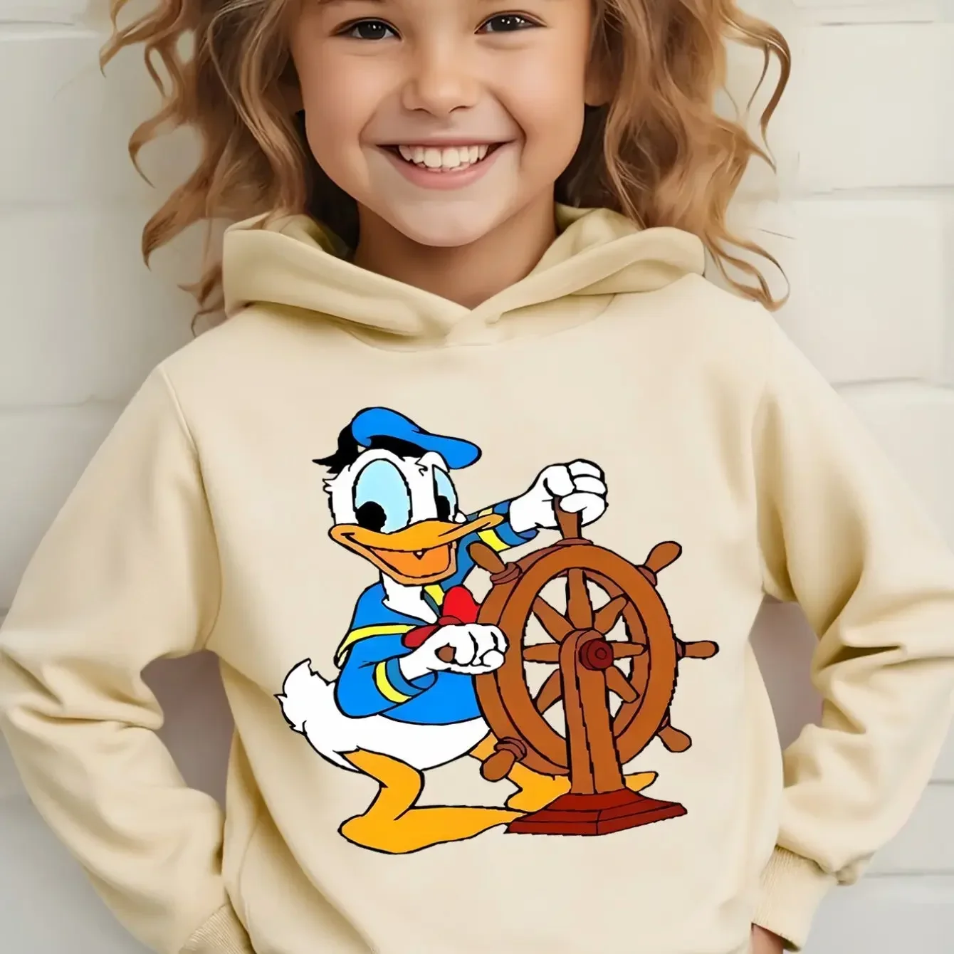 ديزني دونالد داك الخريف الشتاء موضة الاتجاه الأطفال مقنعين البلوز اليومية في الهواء الطلق الرياضة الشارع ملابس علوية فضفاضة غير رسمية