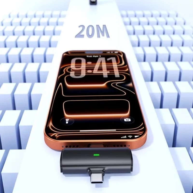 Mini Wireless Lavalier Microphone 2.4G Noise Cancellation for iPhone Android Video Recording And Interviews