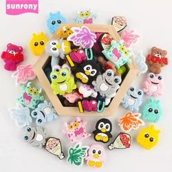 Sunrony 5/10 Uds nuevas cuentas de silicona flor mariposa Rana pingüino espíritu amor cuentas para fabricación de joyería DIY accesorios de joyería