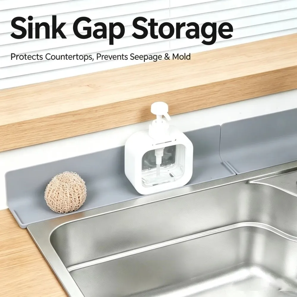 Foldable Silicone Drying Mat Anti-Slip Anti-Splash Water Barrier Strip Stovetop Countertop Drainer Mat Kitchen Edge Protector