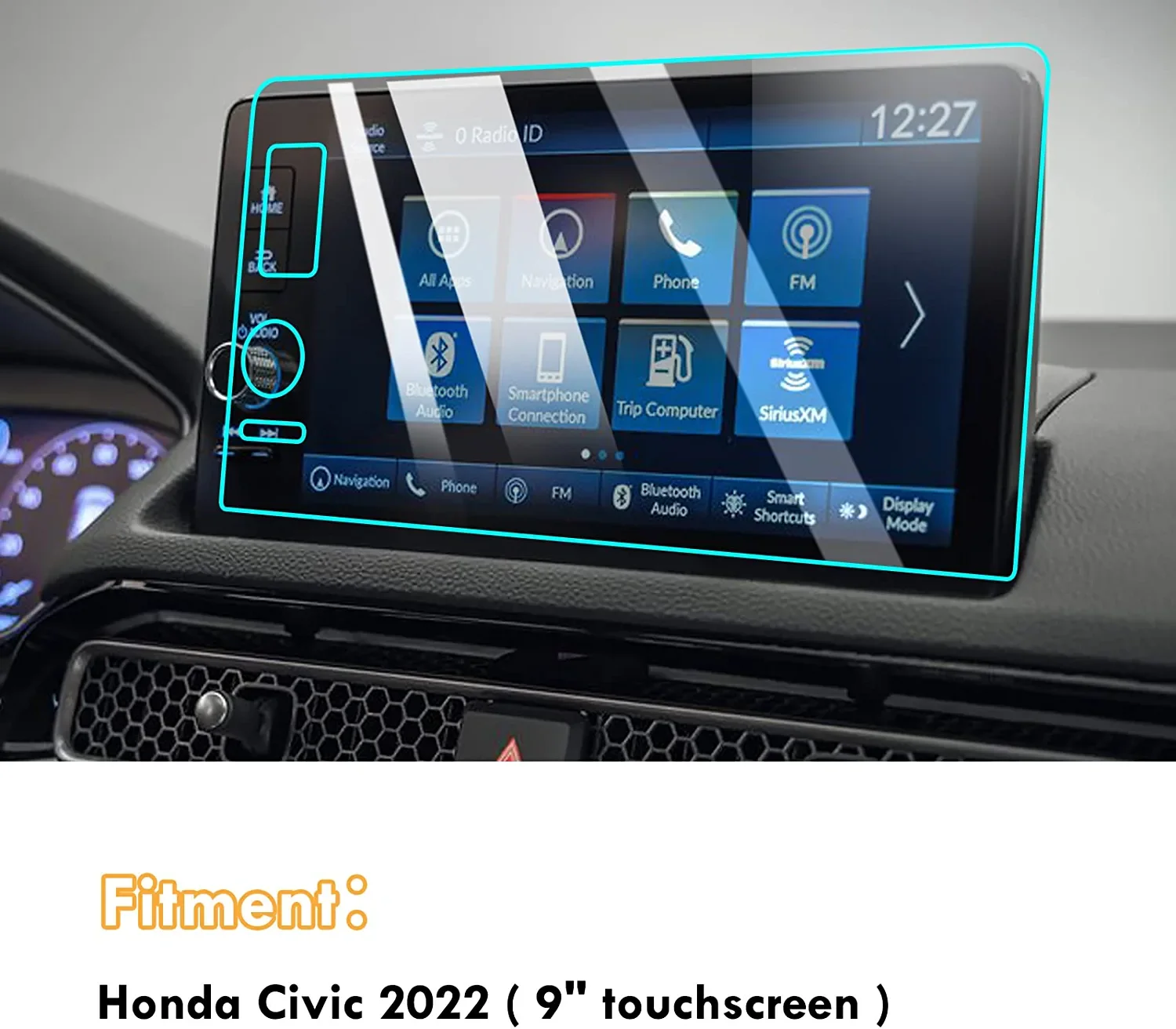 FOR Honda Civic 2022 Screen Protector,High Definition 9H Hardness Tempered Glass 9-inch Screen Protector F