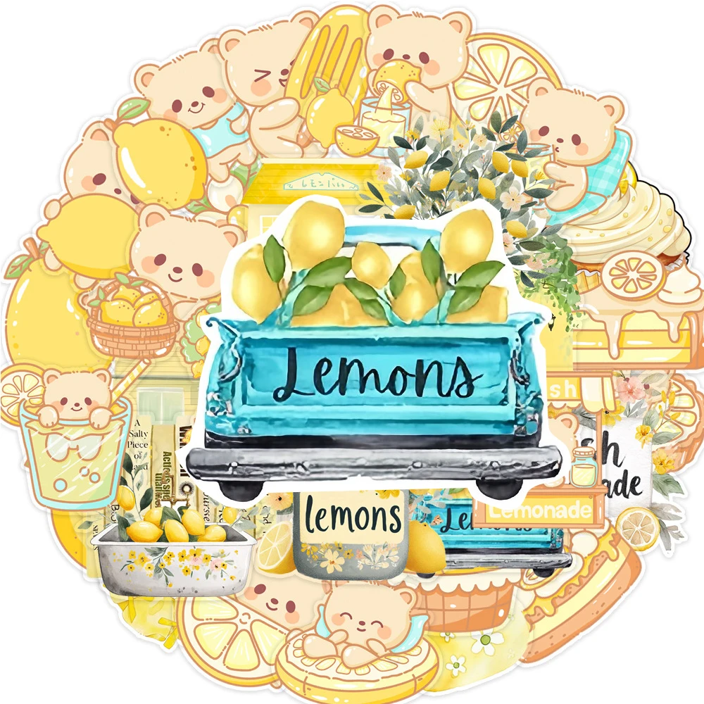 

10/35pcs Lemon Bear Cartoon Aesthetic Stickers Cute Waterproof Decals Motorcycle Suitcase Guitar Transparent Sticker Kid DIY Toy