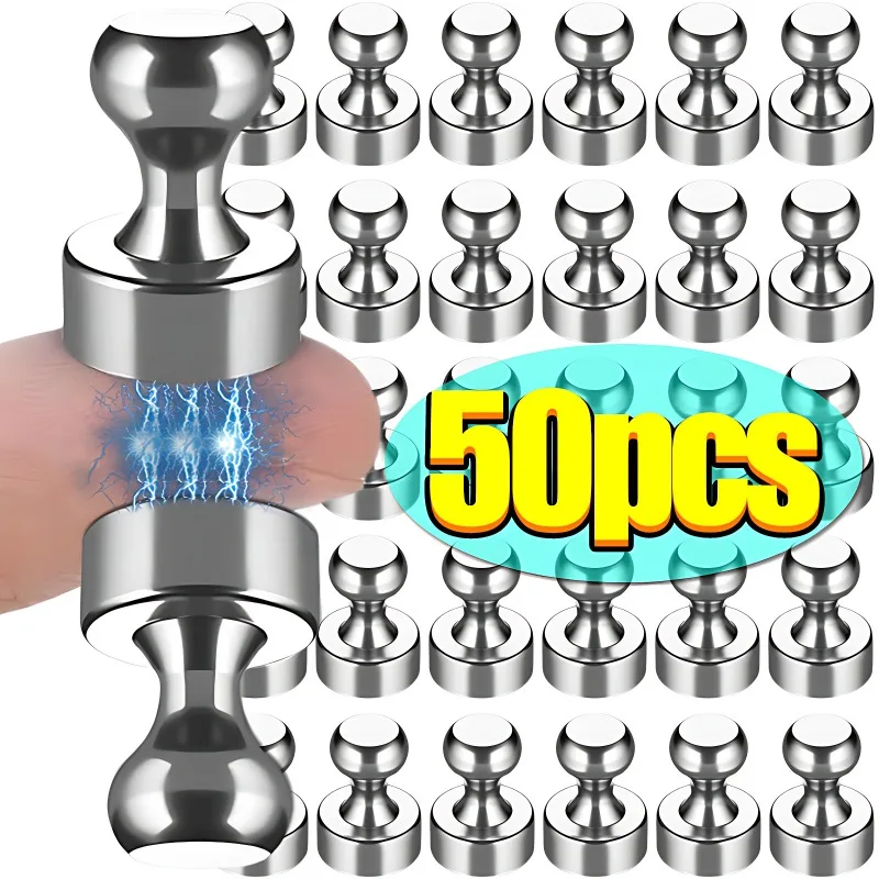 

50/2PCS Mini Magnetic Pushpin Hooks Neodymium Iron Boron Thumbtack Storage Hook Home Kitchen Refrigerator Whiteboard Wall Hanger