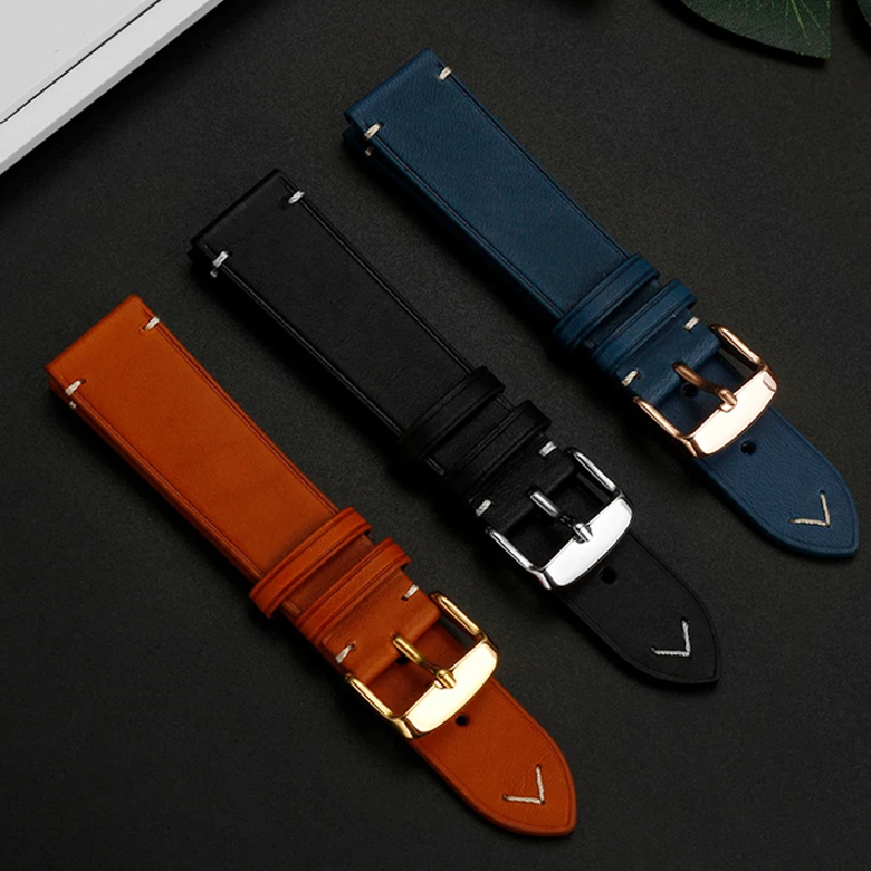 20mm Vintage Retro Leather Strap For Omega Special Series CK859 Hand Roll King 511.12 Watchband Black Brown Watch Accessories