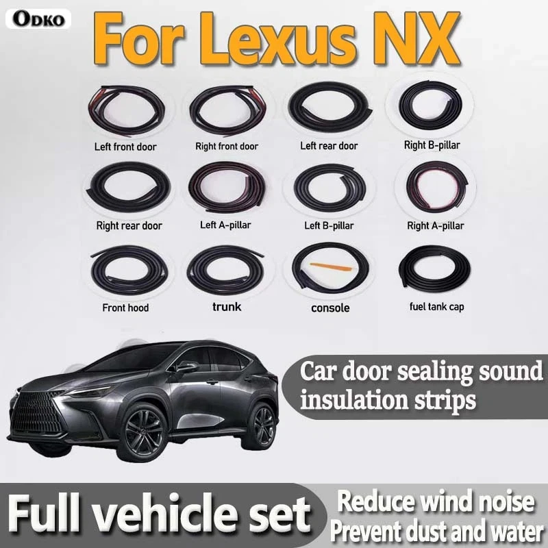 Car Door Seal Strip Rubber Noise Insulation Dustproof Seal Strip Not easy to Fall off For Lexus NX Car Accessories 12Pcs