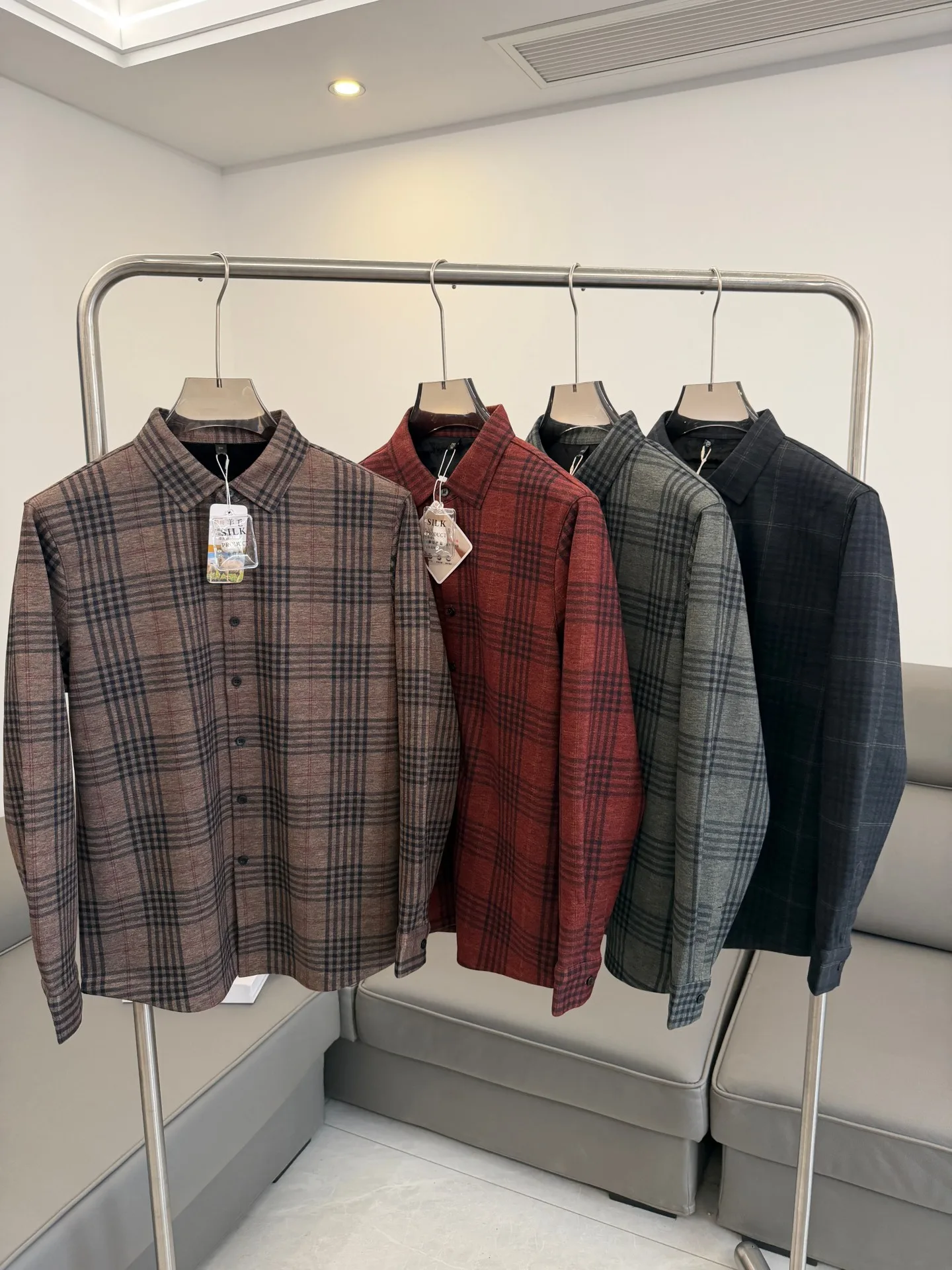 

Warm Wool Blend Flannel Shirt Long Sleeve Fleece Lined Turn-down Collar Men's Autumn Winter Plaid Pattern Casual Wear
