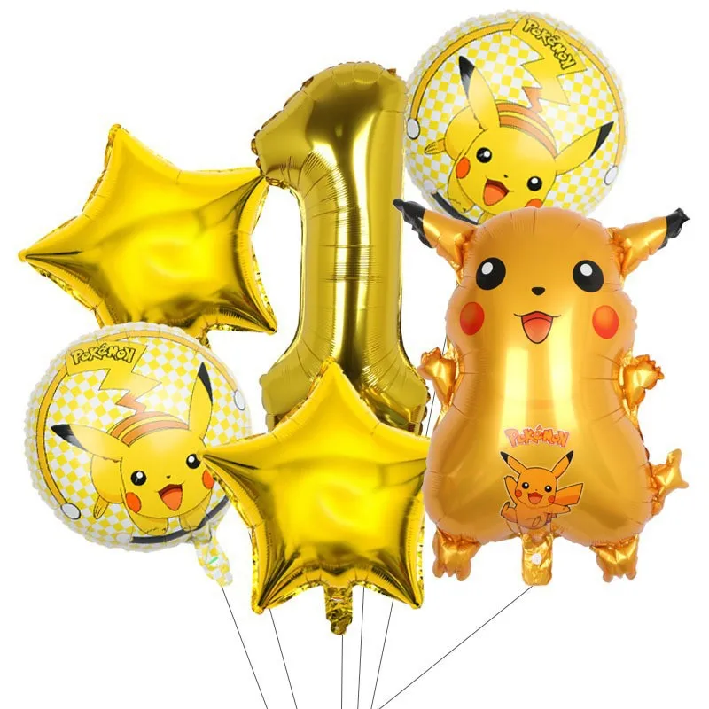 Pokemon themed balloon digital balloon set for children's birthday Pikachu aluminum foil ball party decoration toys for Children