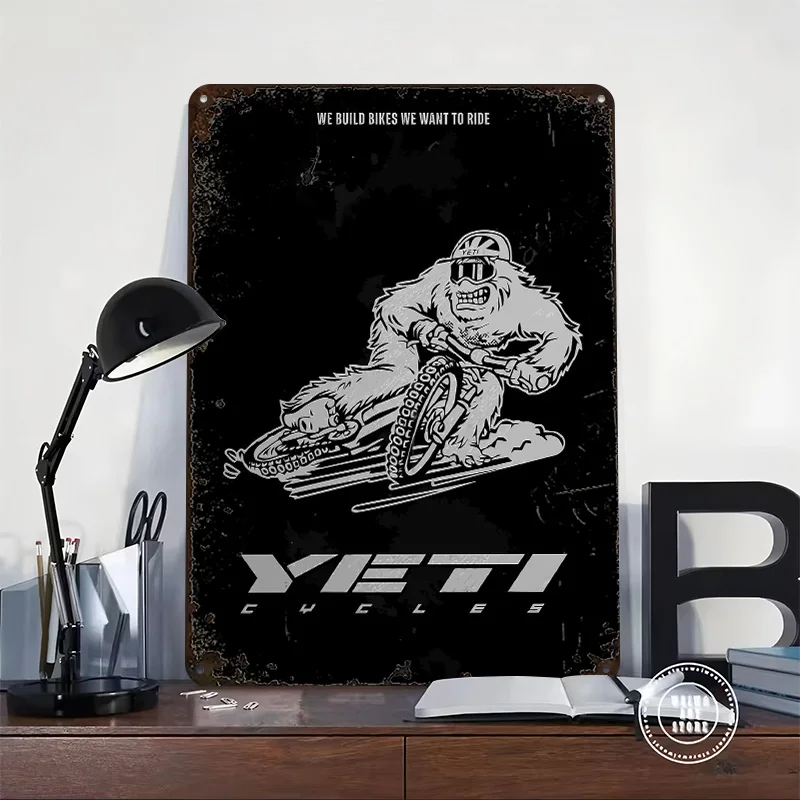 Yeti Cycles: We Build Bikes Poster Customized Vintage Metal Signs Wall Art Retro Tin Plaque for Decoration Home Decor Items Room
