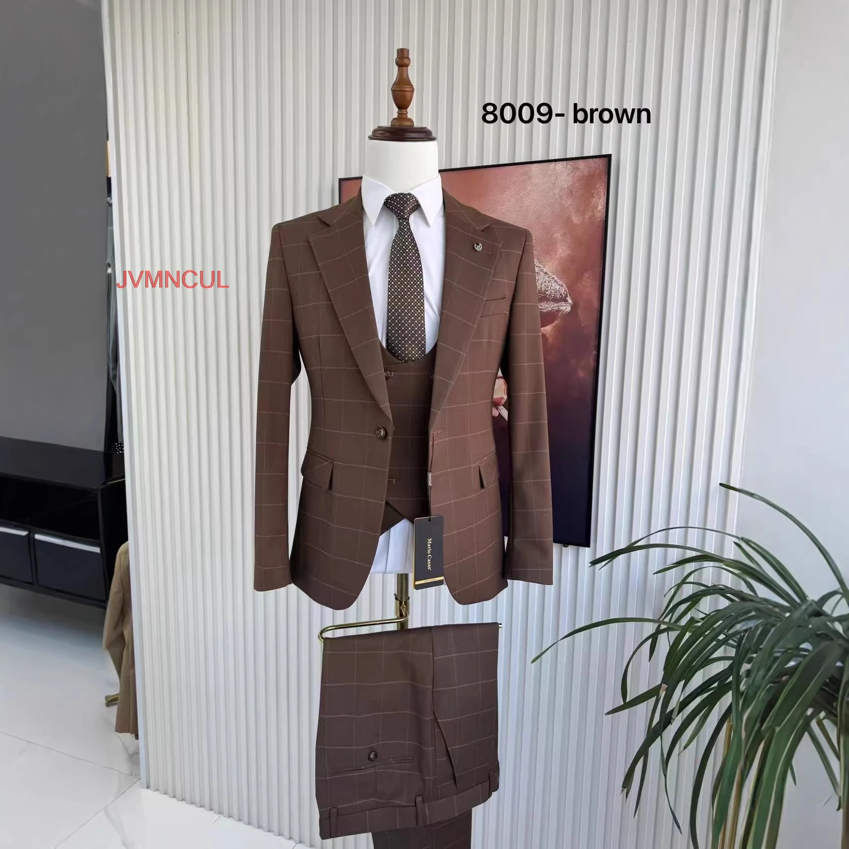 Men'S Formal Wear Waistcoat - 2026 Herenmode Geruite 3-delige Pak Bruiloft