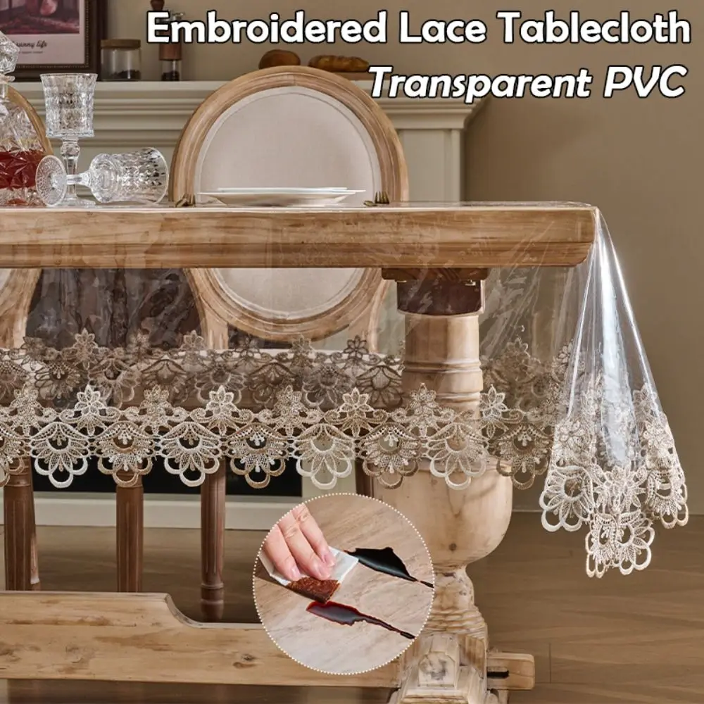

Вышитая кружевная боковая скатерть, прозрачная скатерть из ПВХ, мягкая стеклянная маслостойкая скатерть для домашнего декора для ежедневных вечеринок