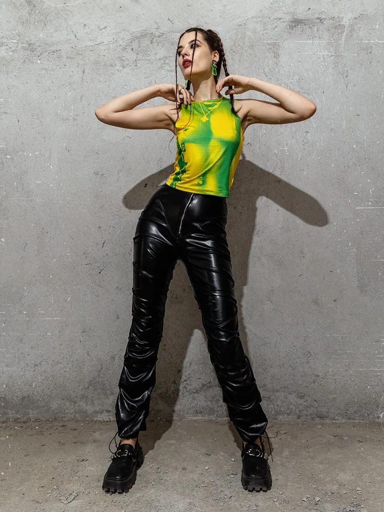 Nibber carta impressão colete feminino retalhos o pescoço magro desportivo verão tendência rua simples clássico hottie estilo hip-hop topos diários