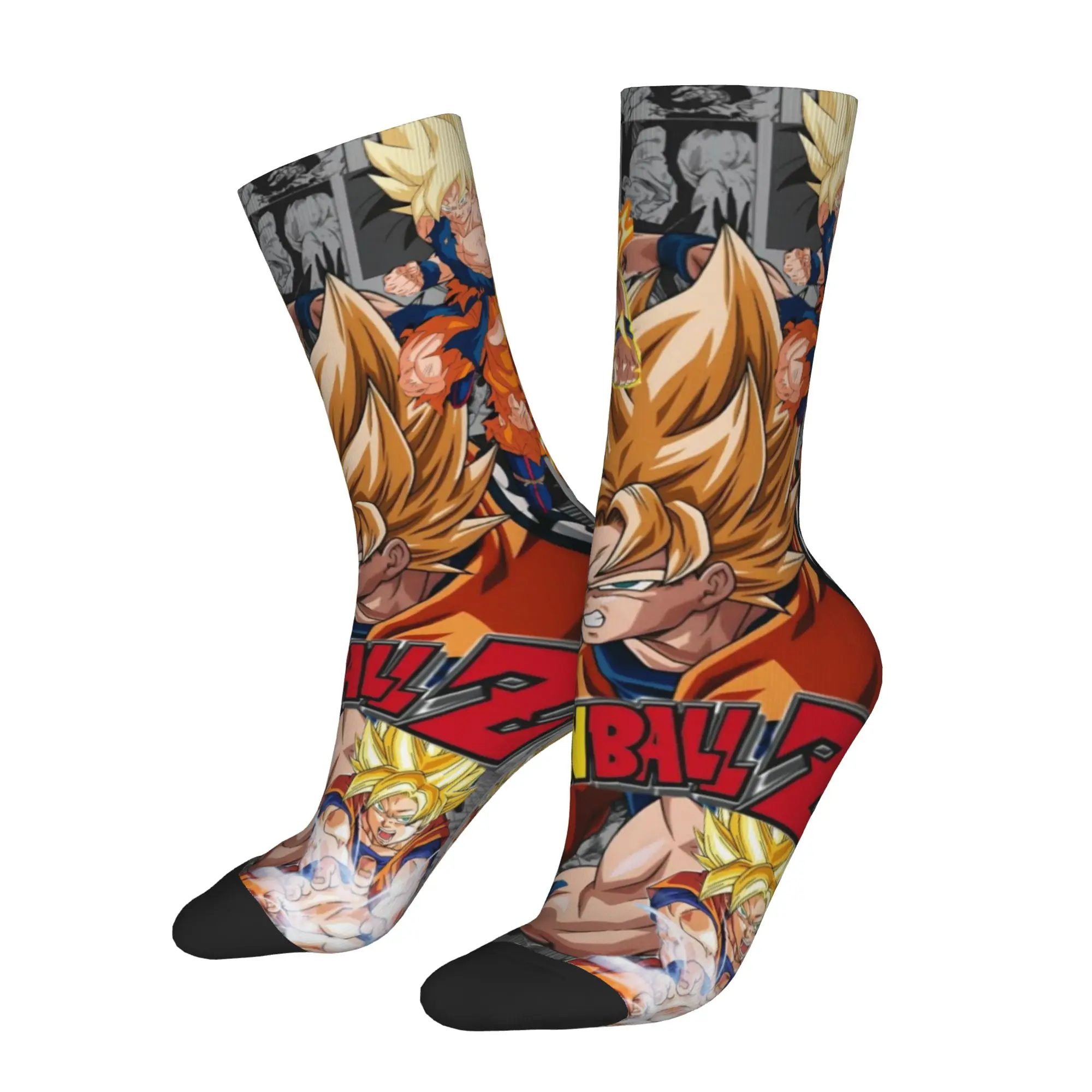 1 Pair Funny Sock Dragon Ball Son Goku (3) Rock Seamless Pattern Printed Men Socks Novelty Men's Socks