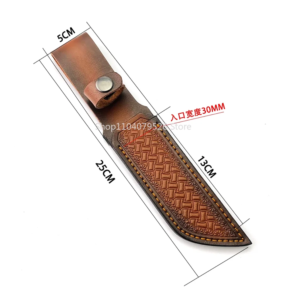 Exquisite Genuine Leather Straight Knife Sheath Portable Protective Holster Knife Cover for Camping Fishing Outdoor Gear