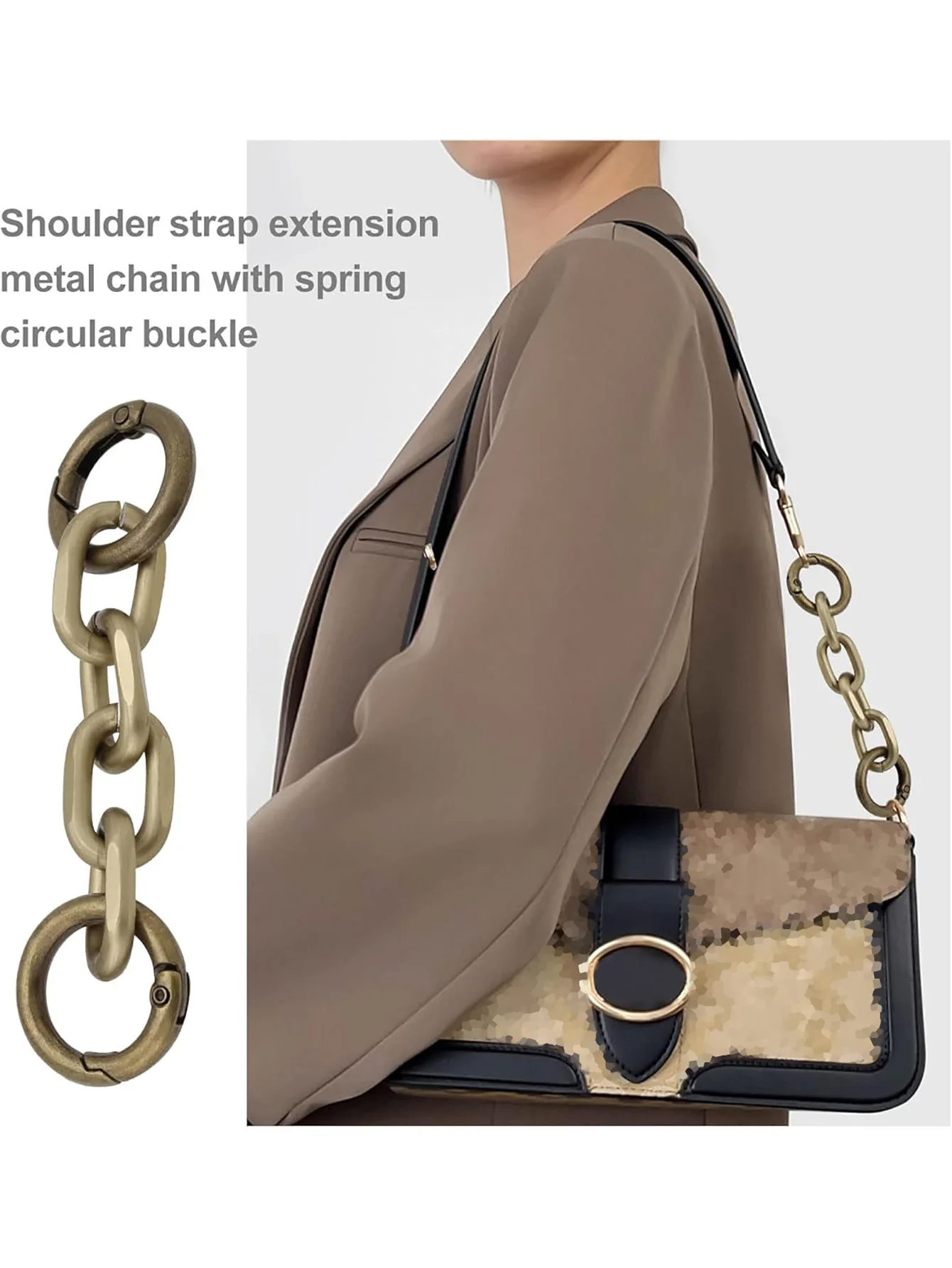 2 Pcs Bag Strap Extender Chain Metal Purse Chain Shoulder Bag Strap Extender Chains with Spring Gate Rings for Bag Strap