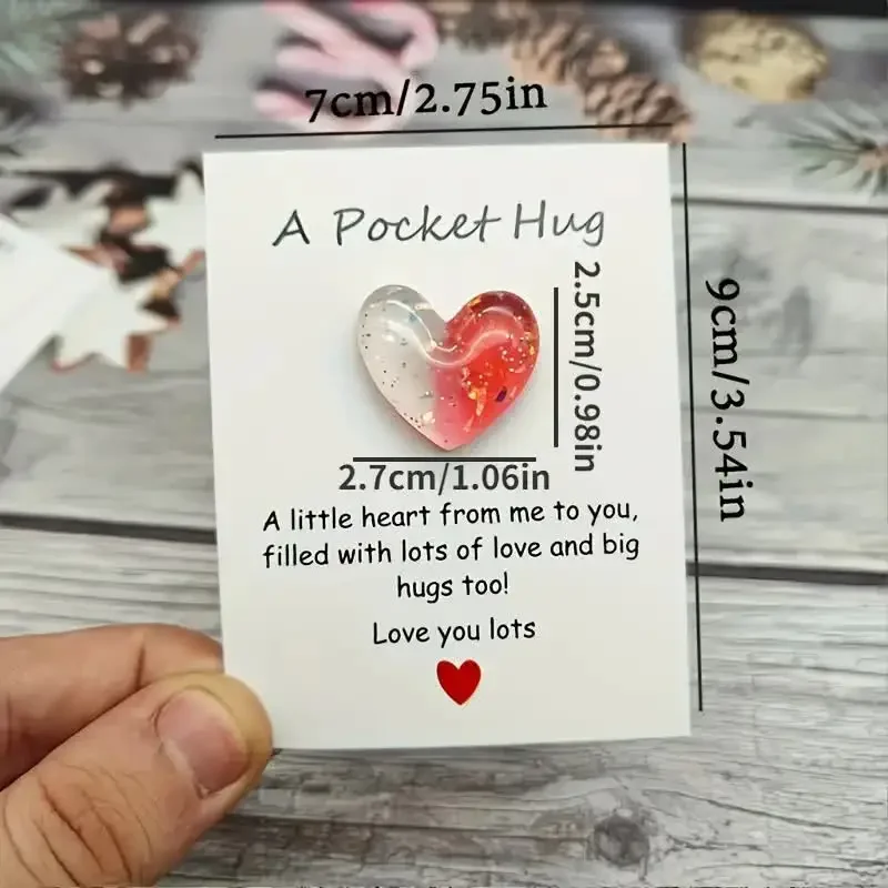 cute little heart pocket hug, decorated pocket hug with encouragement card, special birthday, wedding, party, Valentine\'s