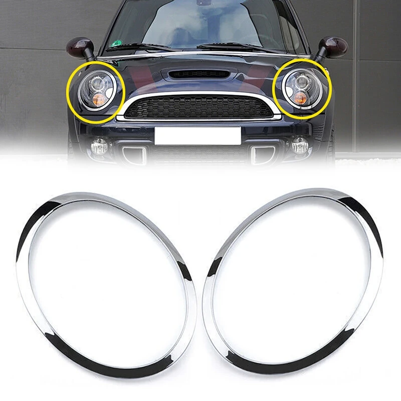 

Для Mini Cooper S R55 R56 R57 2007-2015 рамка передних фар, кольцо для бровей, сменная накладка, хромированный, глянцевый, черный