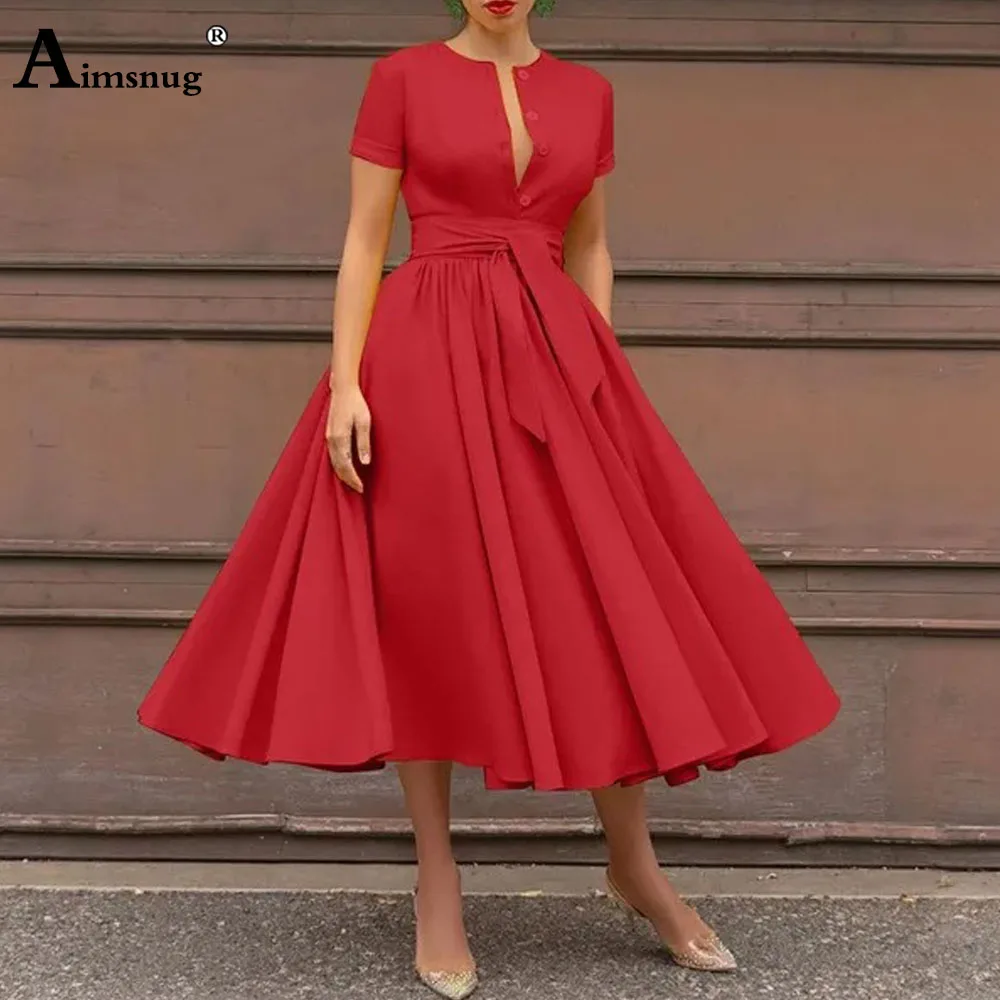 Women Elegant Formal Party Evening Dress 2024 Short Sleeve Patchwork Sashes Mid-Calf Dresses Sexy Deep V-neck Dress Plus Size