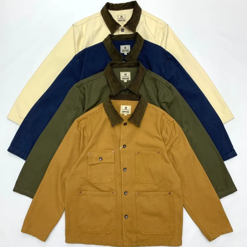 Men's All Cotton Heavyweight Shirt Jacket Long Sleeve Casual Button Up Solid Color Shirt With Multiple PocketsOutdoor Shirts