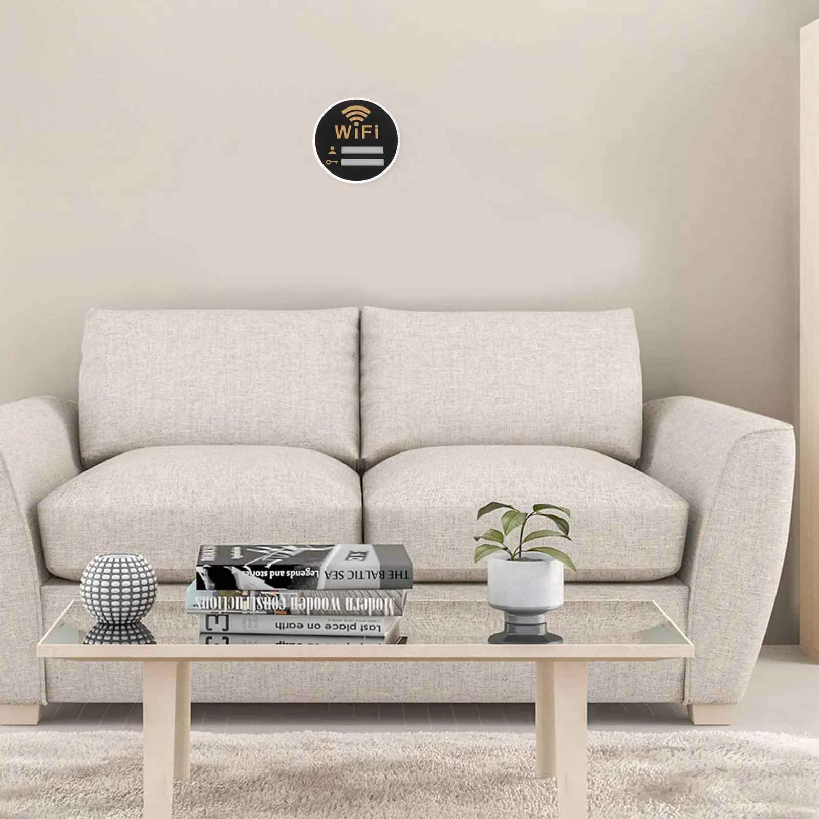 WiFi Acrylic Sign 15x15cm Wall Mounted Password Display for Restroom Hotel Lobby Public Toilet Scenic Area Home Decoration
