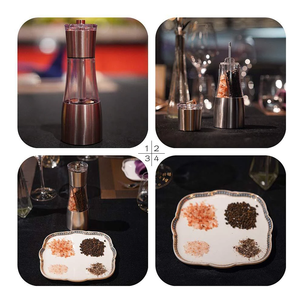 Pepper And Salt Grinder 2 In 1,Dual Mill Shaker With Adjustable Coarseness By Rotor, Kitchen Cooking Accessories Highly