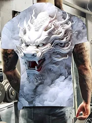 Men's T-Shirts Summer Dragon Pattern 3D Print Tops Tees Summer Women Streetwear Fashion Oversized T Shirt Men Clothing