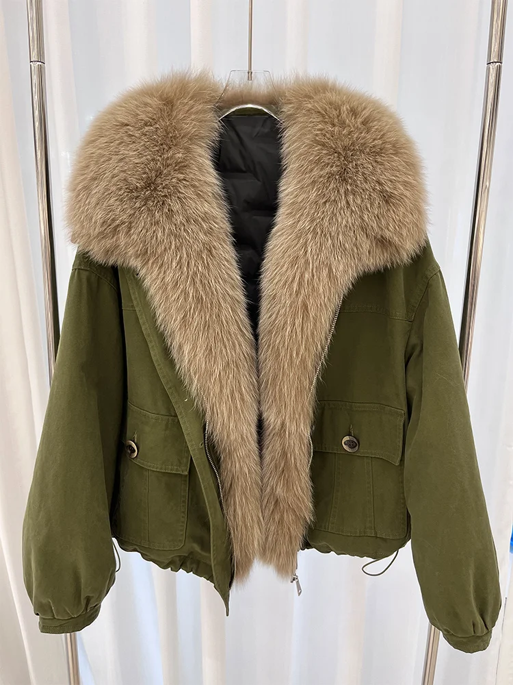 

Real Fur Coat Natural Fox Fur Warm Winter Jacket Women Goose Down Inner Liner Filling Warm Casual Outerwear