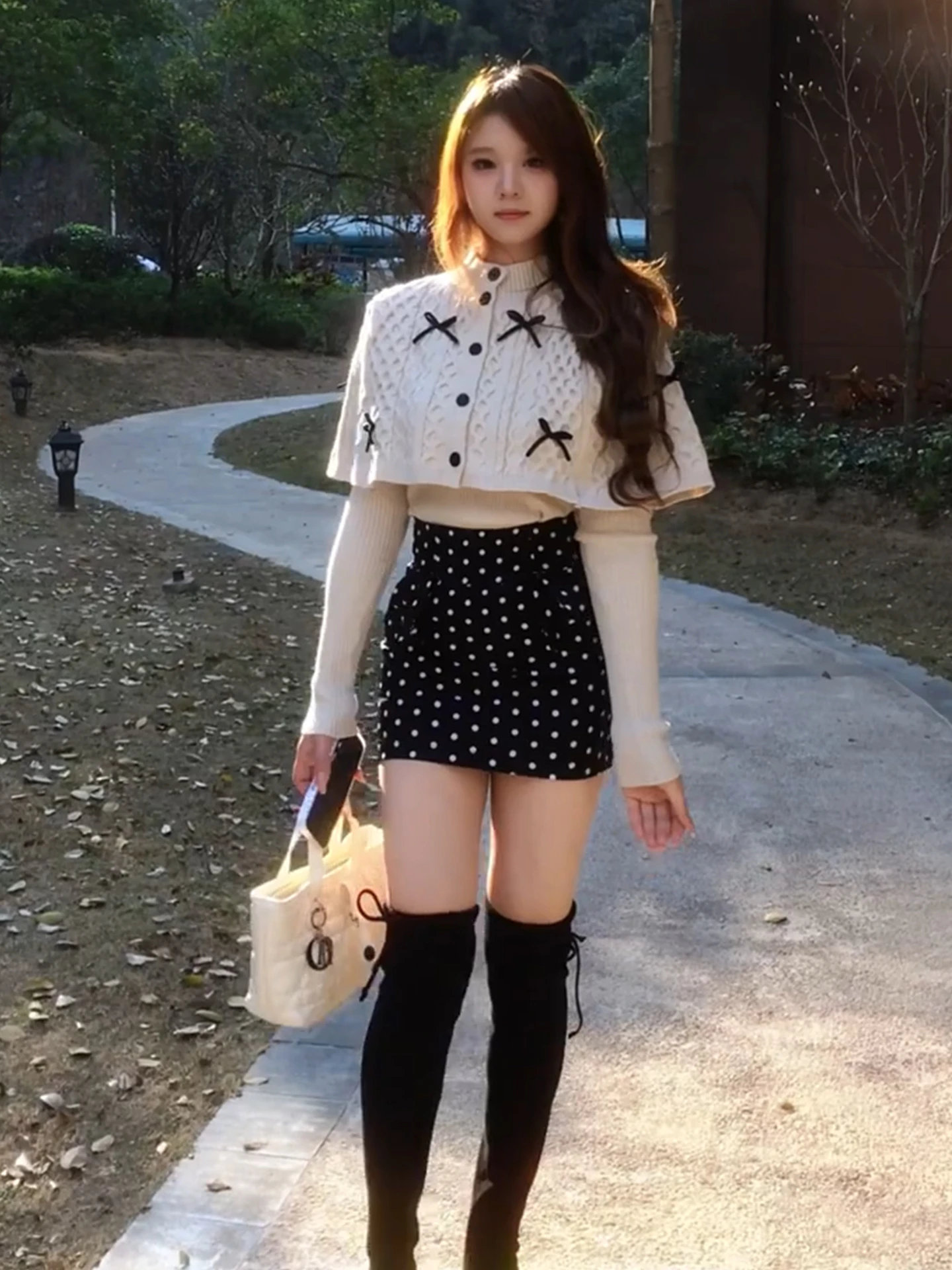 

Miu Sle Knitted Dr Set Spring 2026 Korean Small Cheered ort Skirt A-Line Silhouette Stand Fit Daily Wear