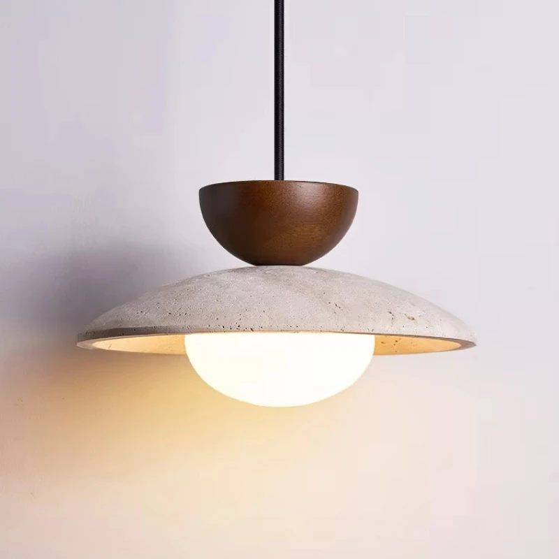 Natural Wood Wabi Sabi Pendant Light LED Adjustable Wire Hanging Lamp for Living Room Bedroom Home Decor Lighting Fixtures