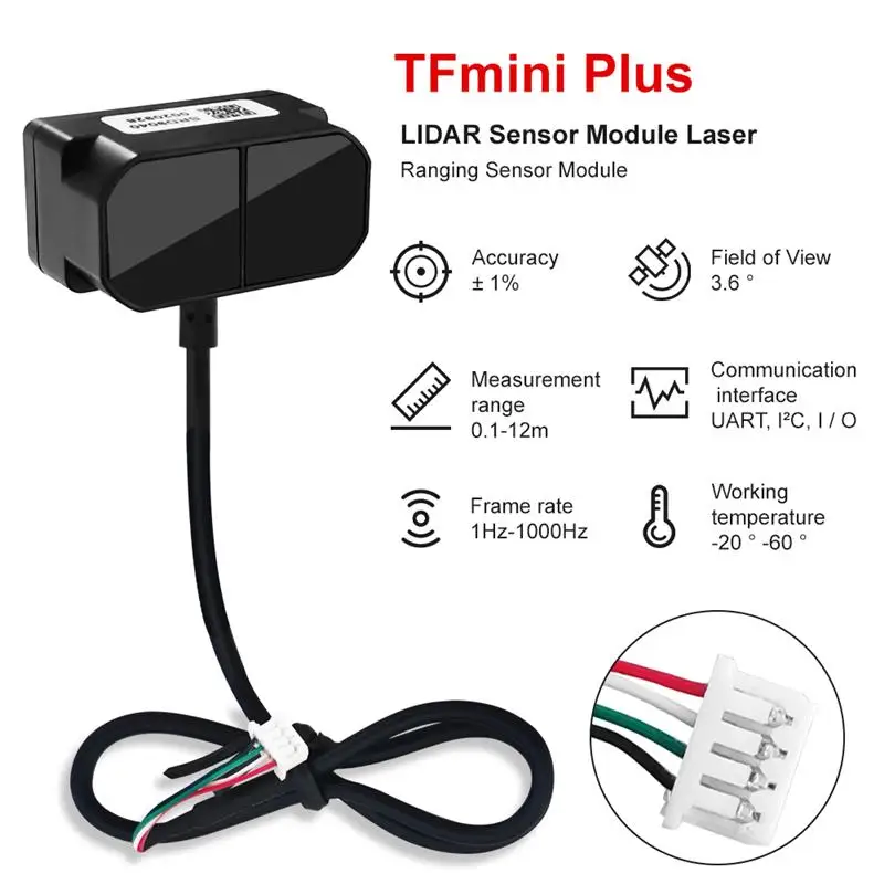 Benewake Lidar TFmini Plus modul Sensor, modul pengukur jarak satu titik 0.1-12m jarak pengukuran, mendukung I/O untuk