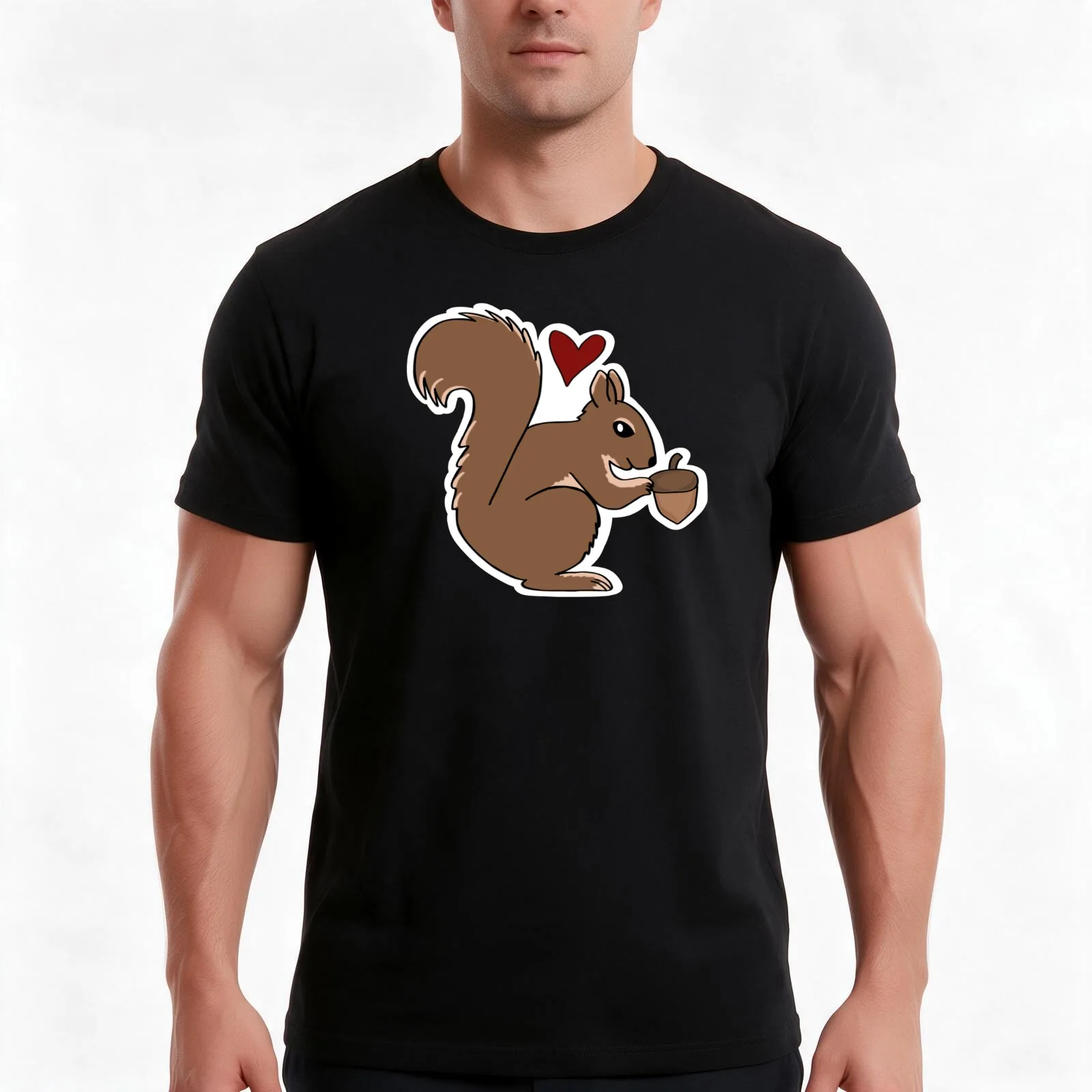 Squirrel with Acorn T-Shirt Summer Casual Cotton Tee Oversized Streetwear Tops Vintage Graphic Print Loose Fit Short Sleeve