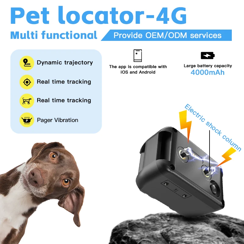 Real-Time GPS Dog Tracker with Training Function Electronic Fence Collar Accessory PC View GSM WIFI Positioning 1-Year Warranty