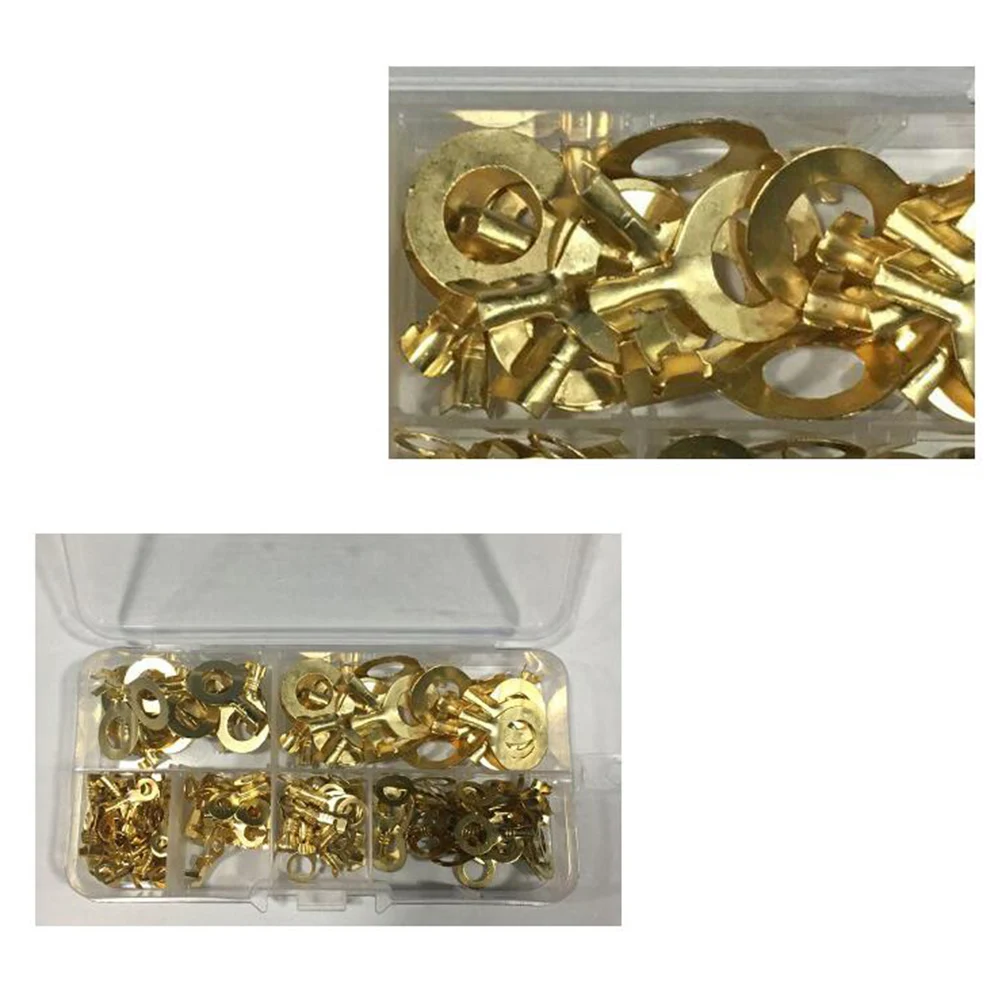 

150pcs 3.2/4.2/5.2/6.2/8.2/10.2Mm Copper Cable Lugs Brass Round Ring Wire Terminal Cold Press Connector Crimp Terminals For