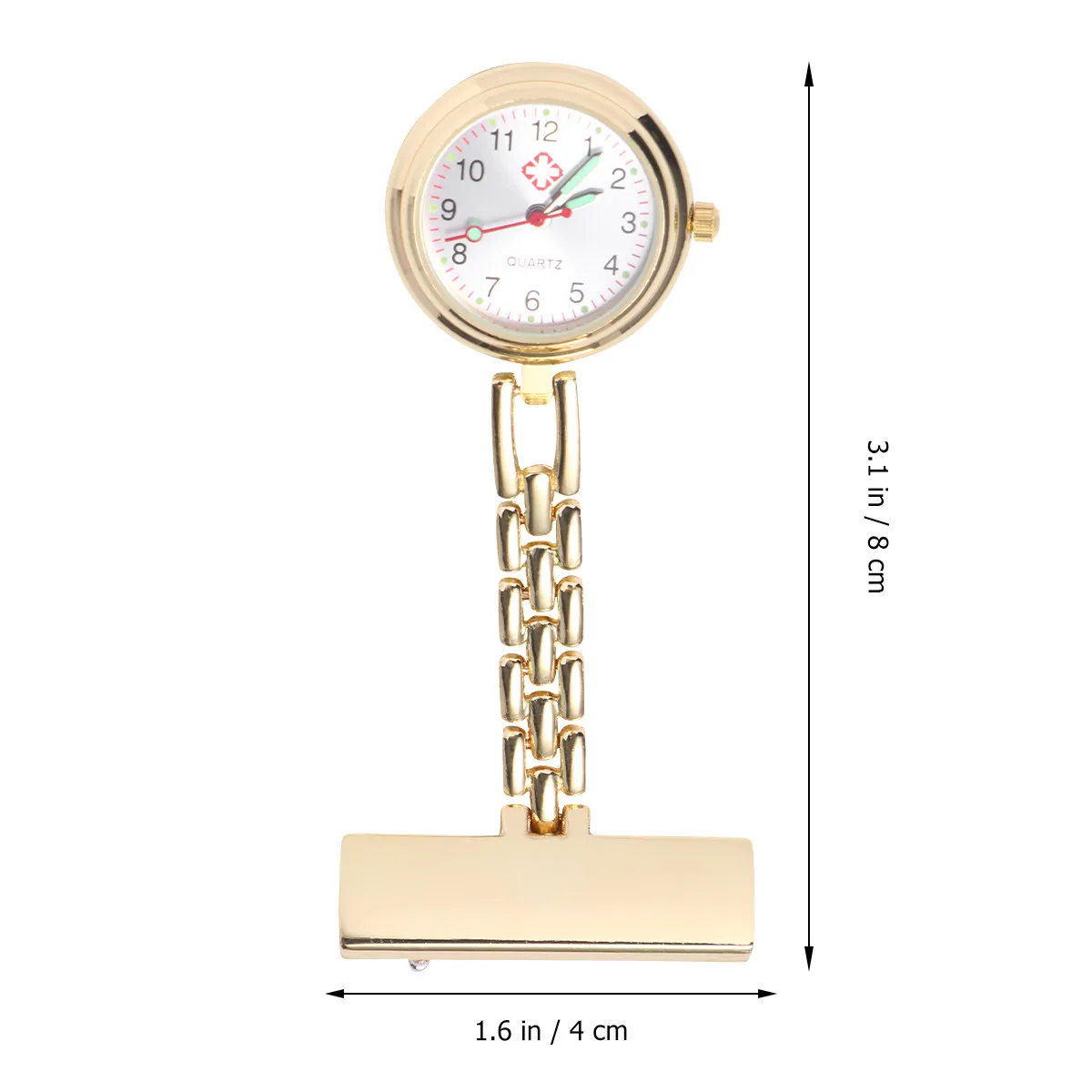 Zinc Alloy Pocket Watch for Nurses Doctors Safety Pin Design Luminous Hands Easy Read Simple Elegant Vintage Style Gift Golden