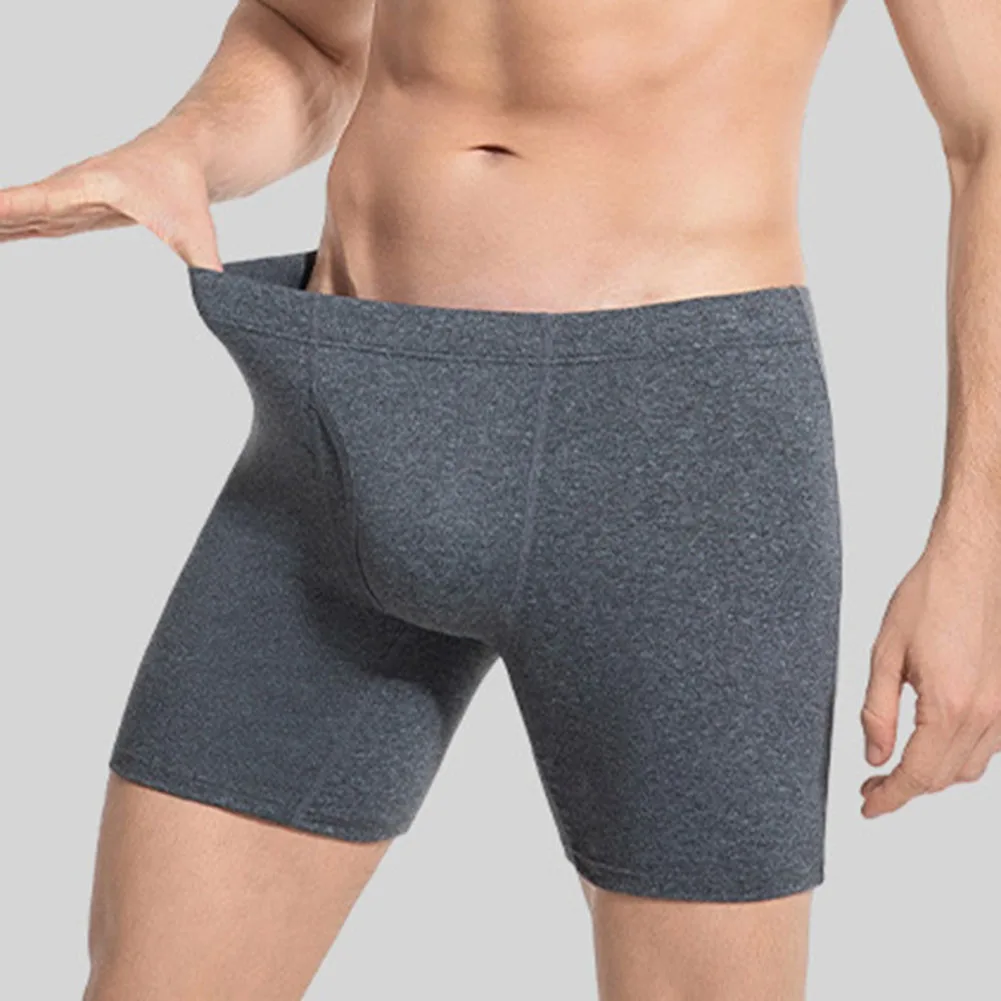 

Men Plus Size Long Leg Boxers Underwear Soft Fabric Sports Trunks with Side Open Pouch for Comfortable Daily Use