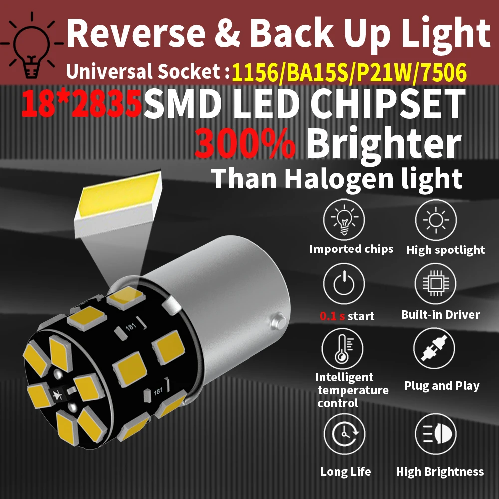 2pcs P21W 1156 7506 BA15S LED Reverse Light Backup Lamp Bulb For Seat Ibiza 6k Mk2 6l Mk3 Leon Mk1 1p 1m Arona Altea 5p Alhambra