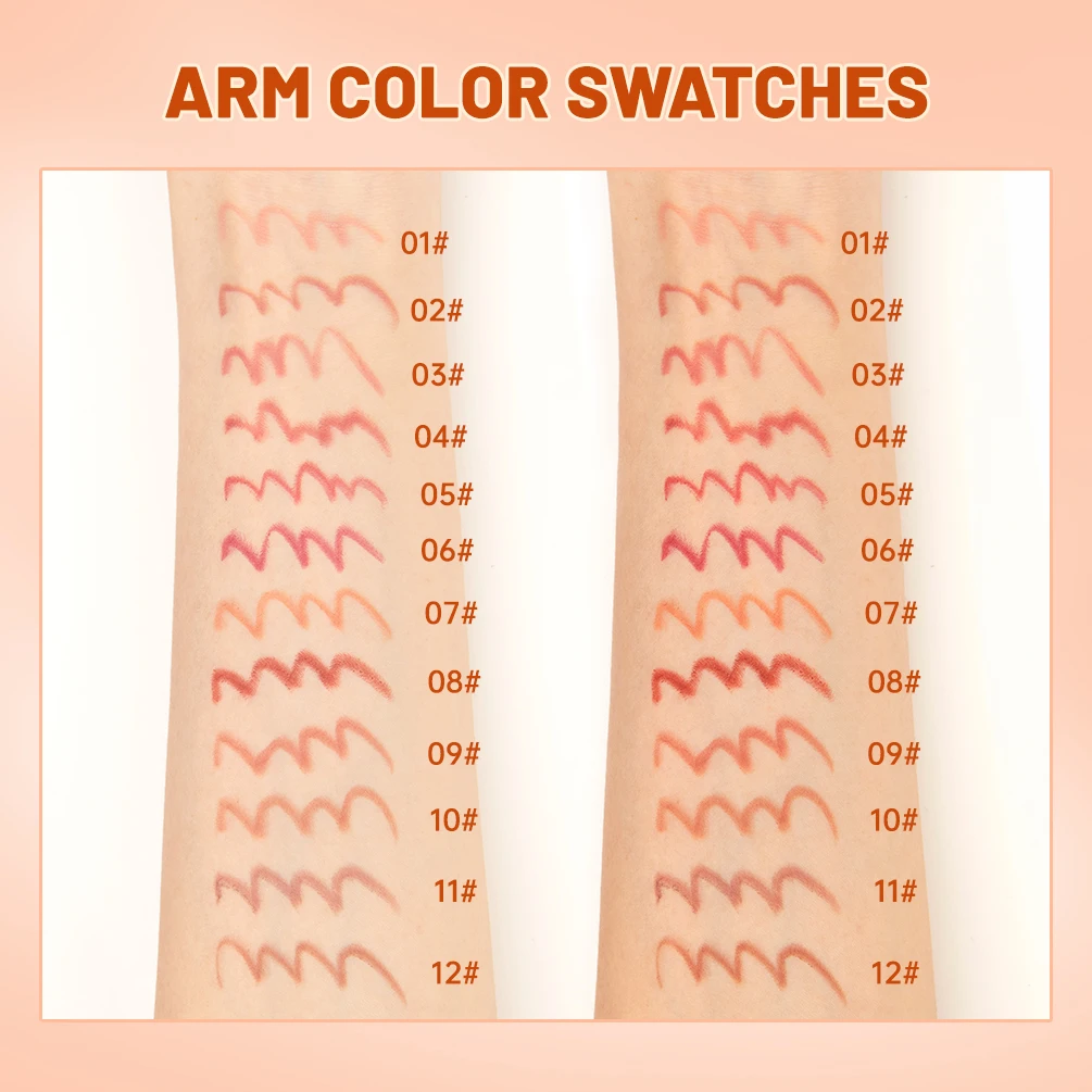 QIBEST 12Pcs/Set Matte Lip Liner Pencil Lip Outline Contouring Lasting Lipstick High Pigment Not Easy Fade Velvet Fine Lipliner