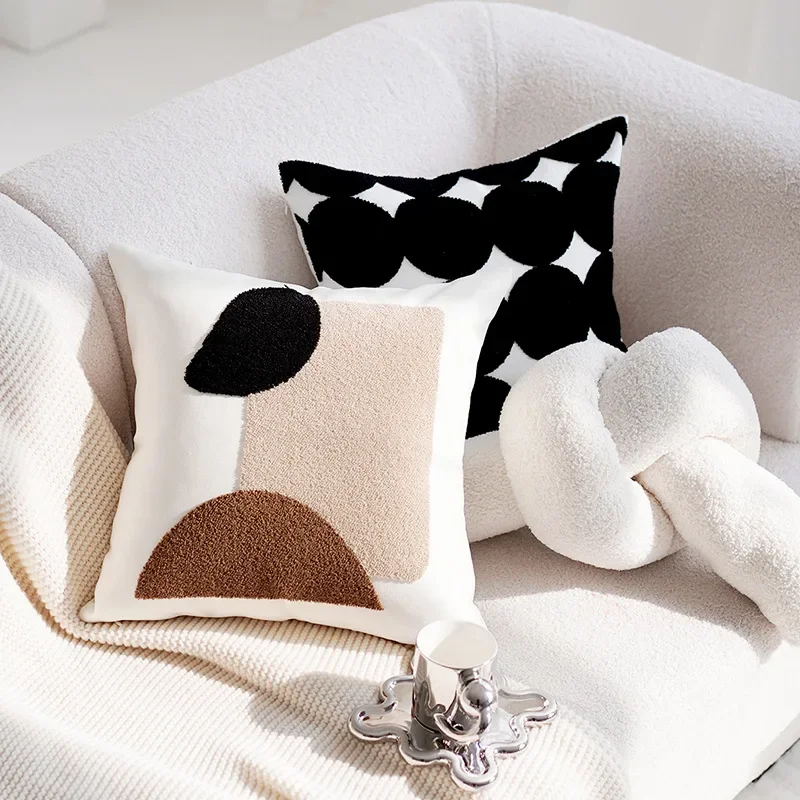45x45CM Cream Colored Throw Pillow Cover Modern and Minimalist Stamping Waist Cushion Cover Decor Home Decorative Pillowcase