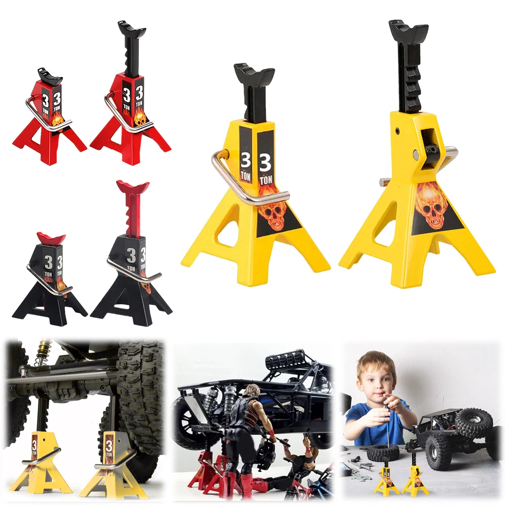 Paquete de 2 soportes de reparación de conector 3T de Metal de simulación, marco ajustable en altura, soporte colocado, Mini soportes de conector para coche trepador de control remoto 1/10