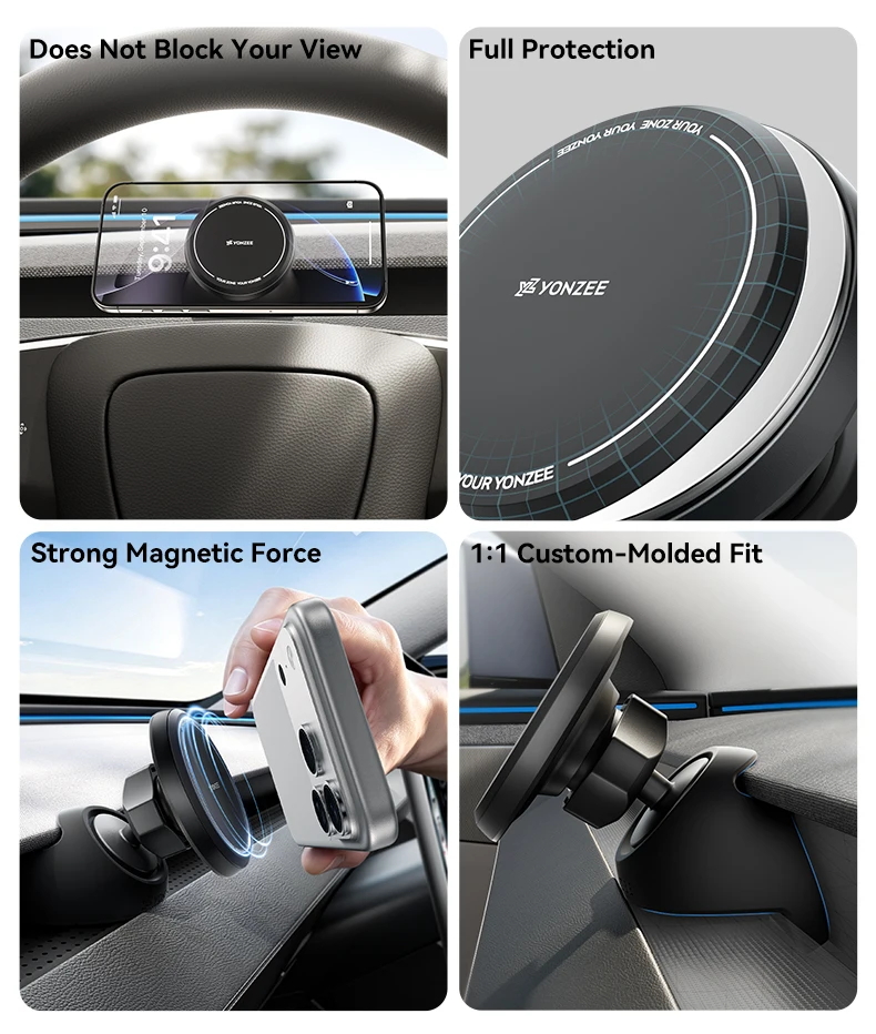 YZ für Tesla Model Y YL Model 3 Highland Juniper N52, starke magnetische Handyhalterung für Links- und Rechtslenker, Anti-Shake-Lüftungsschlitz-Halterung, Autohalterung für alle Handys, iPhone 17, 16, 15, Auto-Ständer – Navigationszubehör, Magsafe – Detail 5