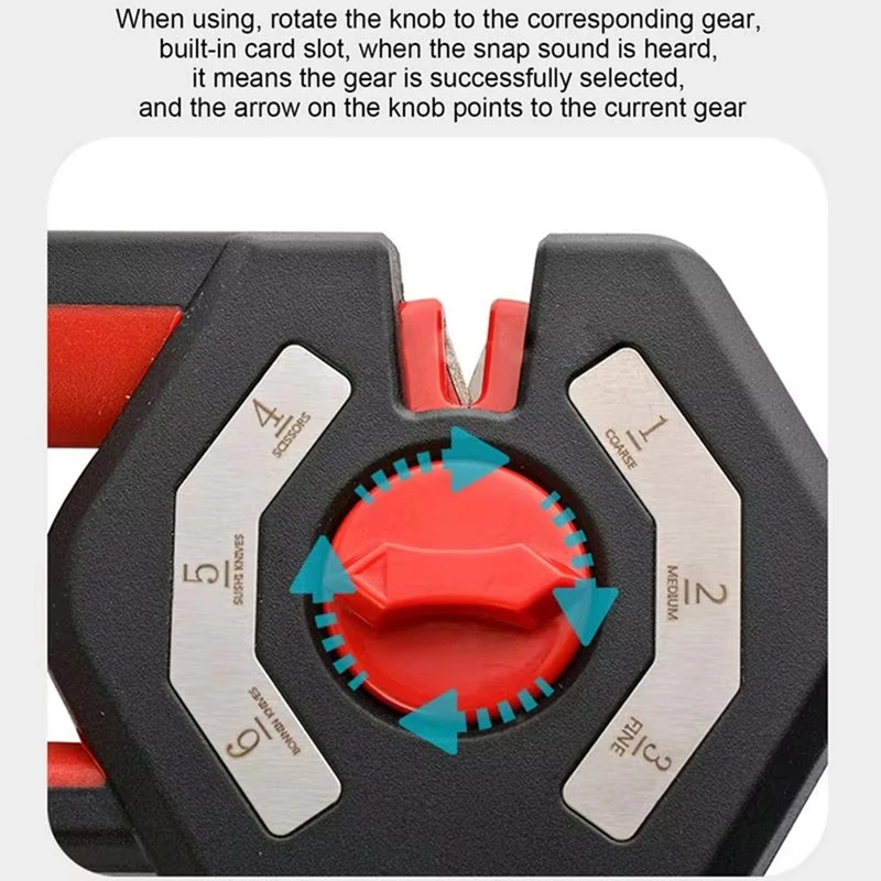 ABDJ-Cutter Sharpener With Adjustable Angle 6-Stage Manual Scissor Sharpener Non-Slip Handle Professional Kitchen Tool