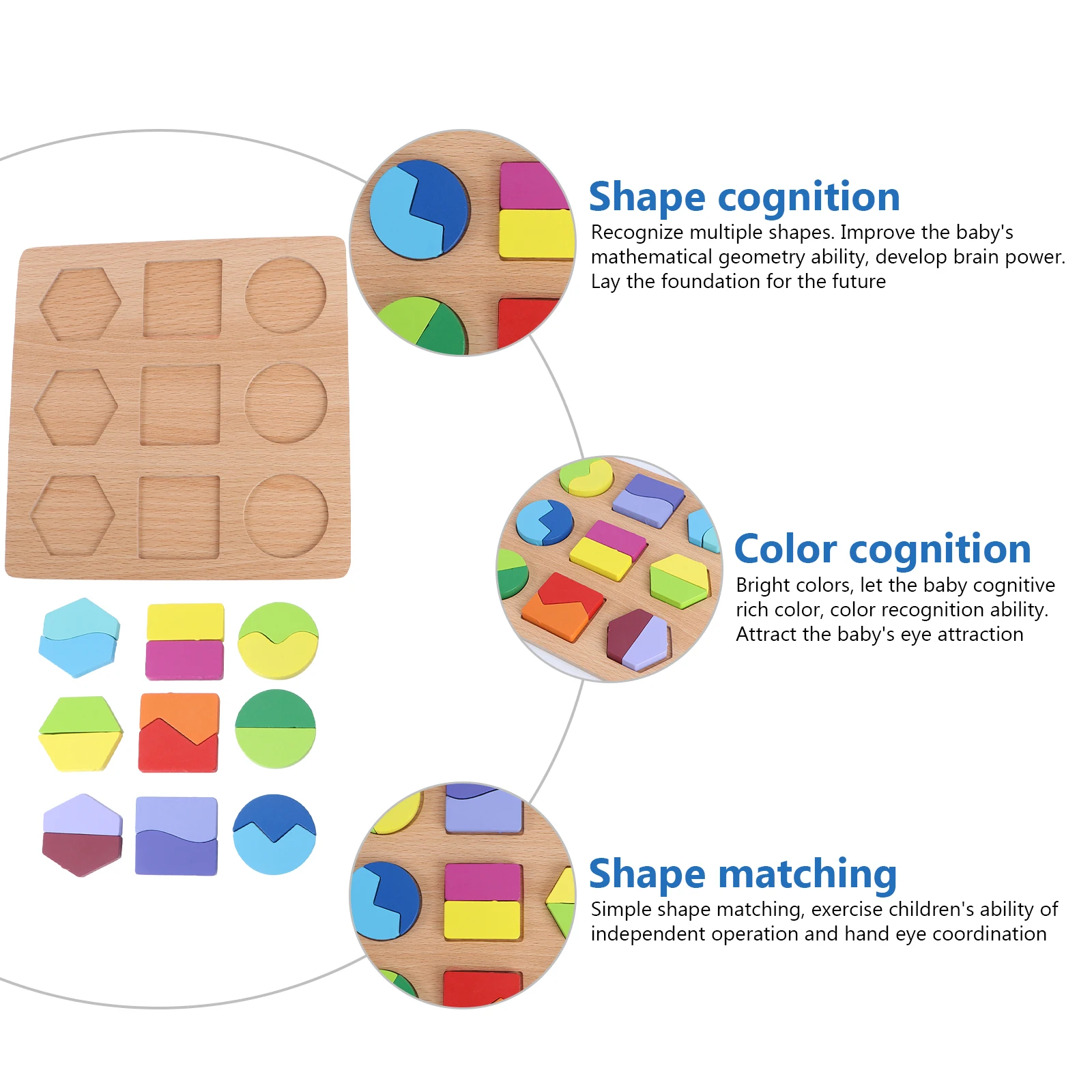 Panel de formas, rompecabezas geométrico de madera, rompecabezas, juguete de matemáticas tridimensional para niños y bebés