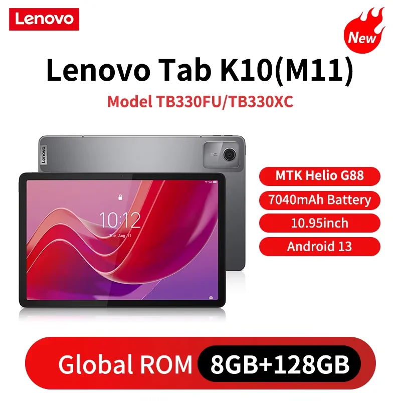 Lenovo Tab K10 M11 8GB 128GB Global Rom WIFI LTE MTK Helio G88 Tablet 11'' 90Hz Display GPS PAD Android 13 Battery 7040mAh